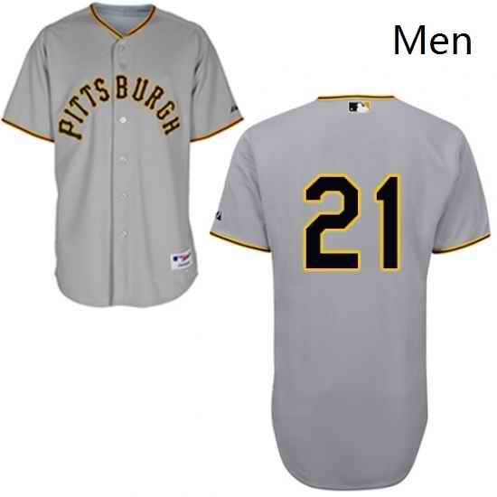 Mens Majestic Pittsburgh Pirates 21 Roberto Clemente Authentic Grey 1953 Turn Back The Clock MLB Jersey